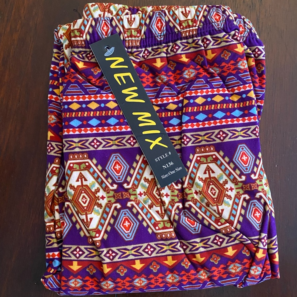 New Mix Tribal Print Leggings Purple